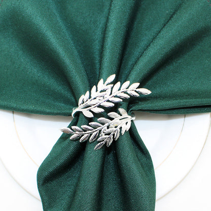 Silver Olive Branch Napkin Rings For Table Decoration