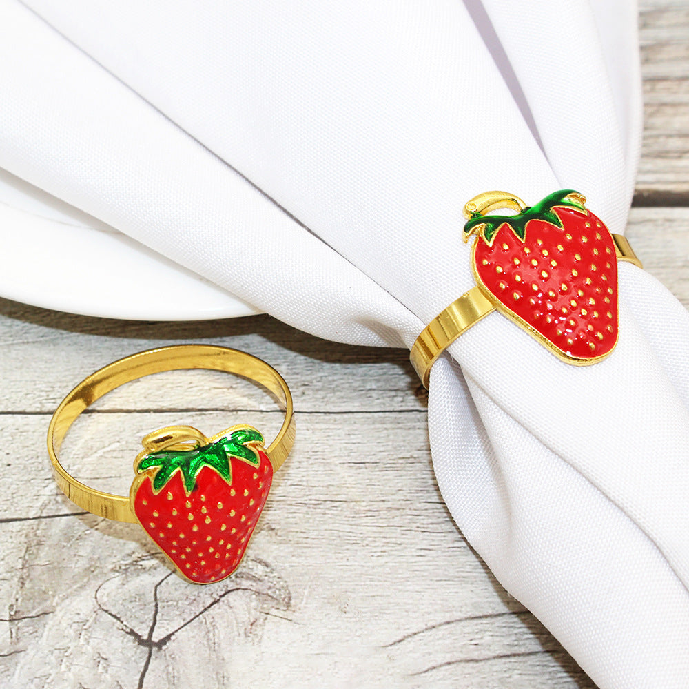 Red Strawberry Napkin Rings For Table Decoration