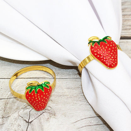 Red Strawberry Napkin Rings For Table Decoration