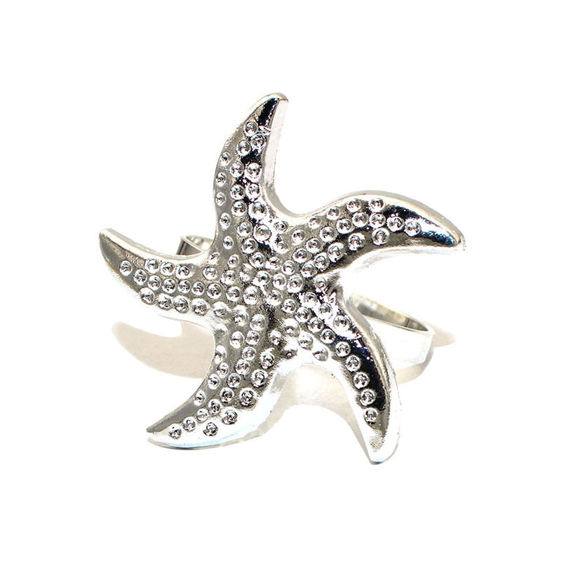 Silver Starfish Napkin Rings For Table Decoration