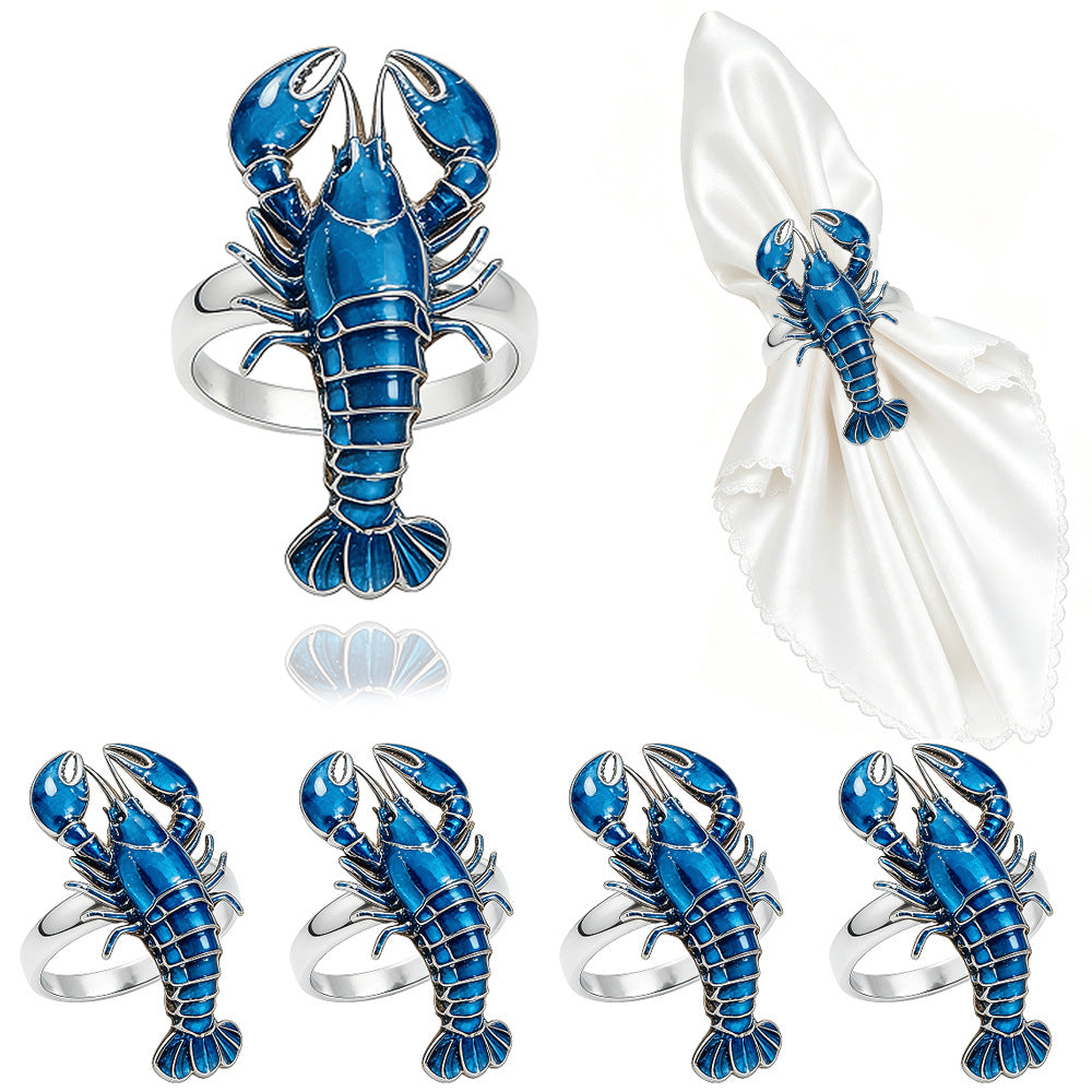 Blue Lobster Napkin Rings For Table Decoration