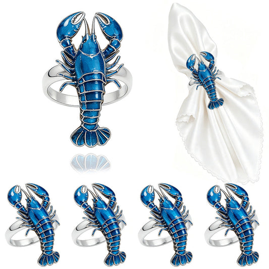 Blue Lobster Napkin Rings For Table Decoration