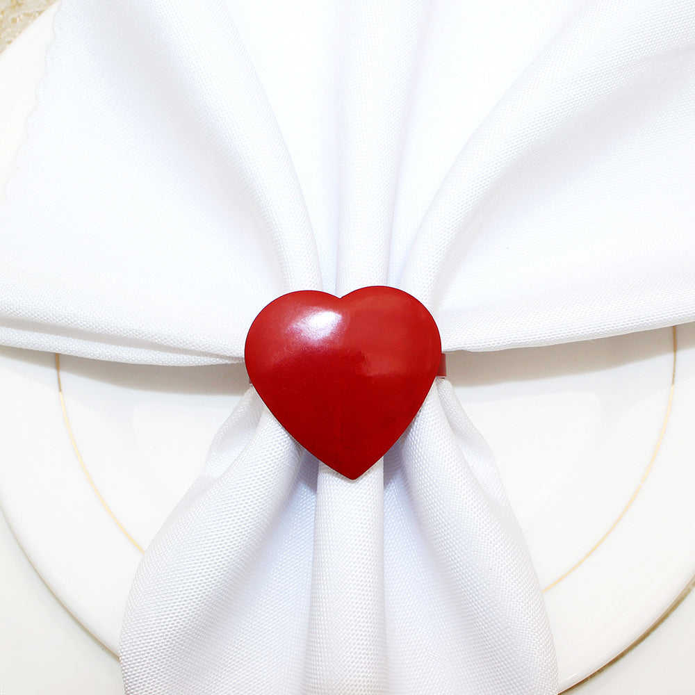 Red Heart Shaped Napkin Rings For Table Decoration