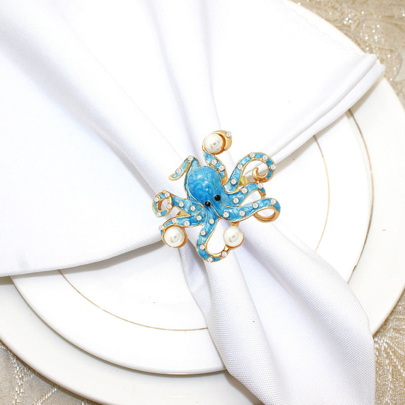 Blue Octopus Napkin Rings For Table Decoration