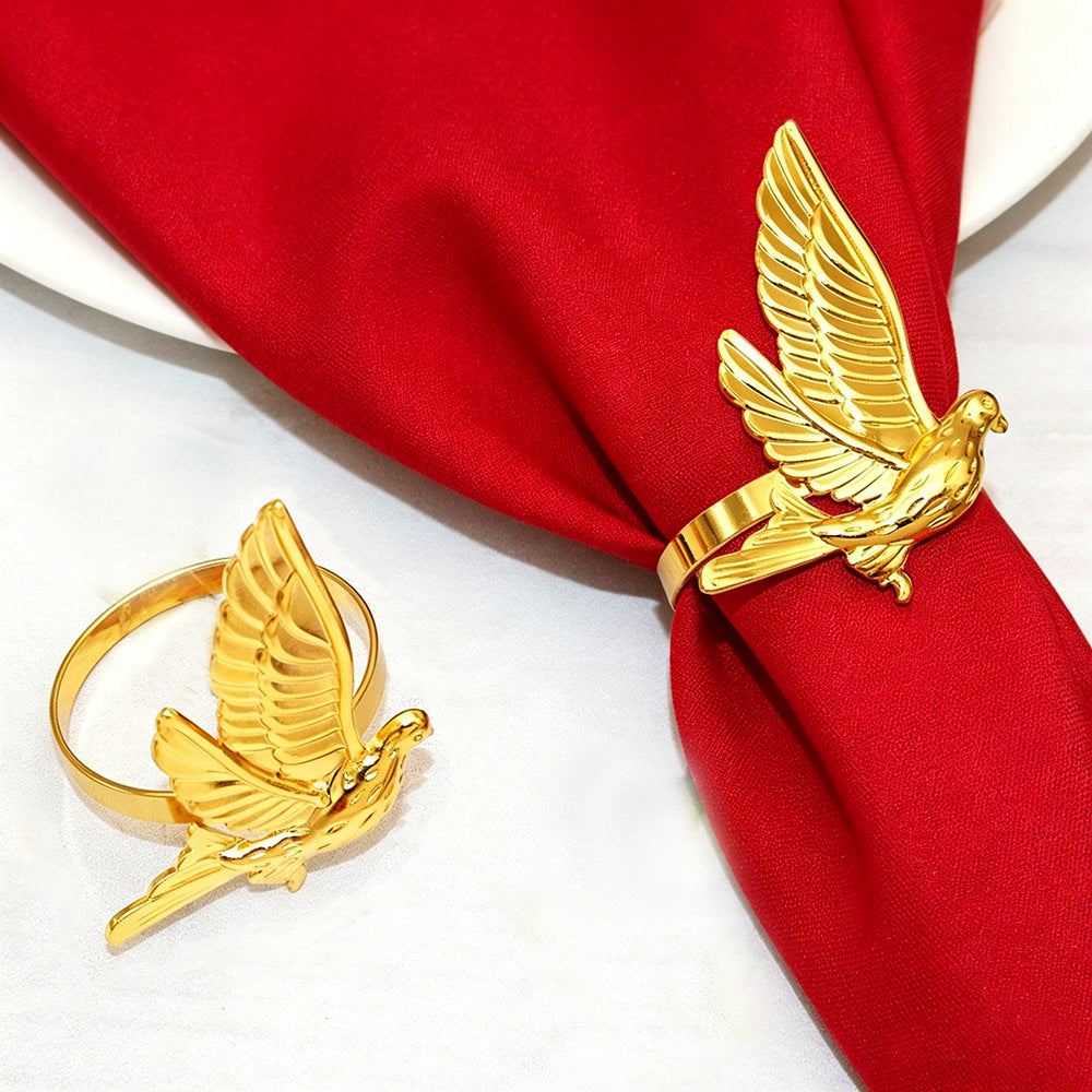 Gold Dove Napkin Rings For Table Decoration