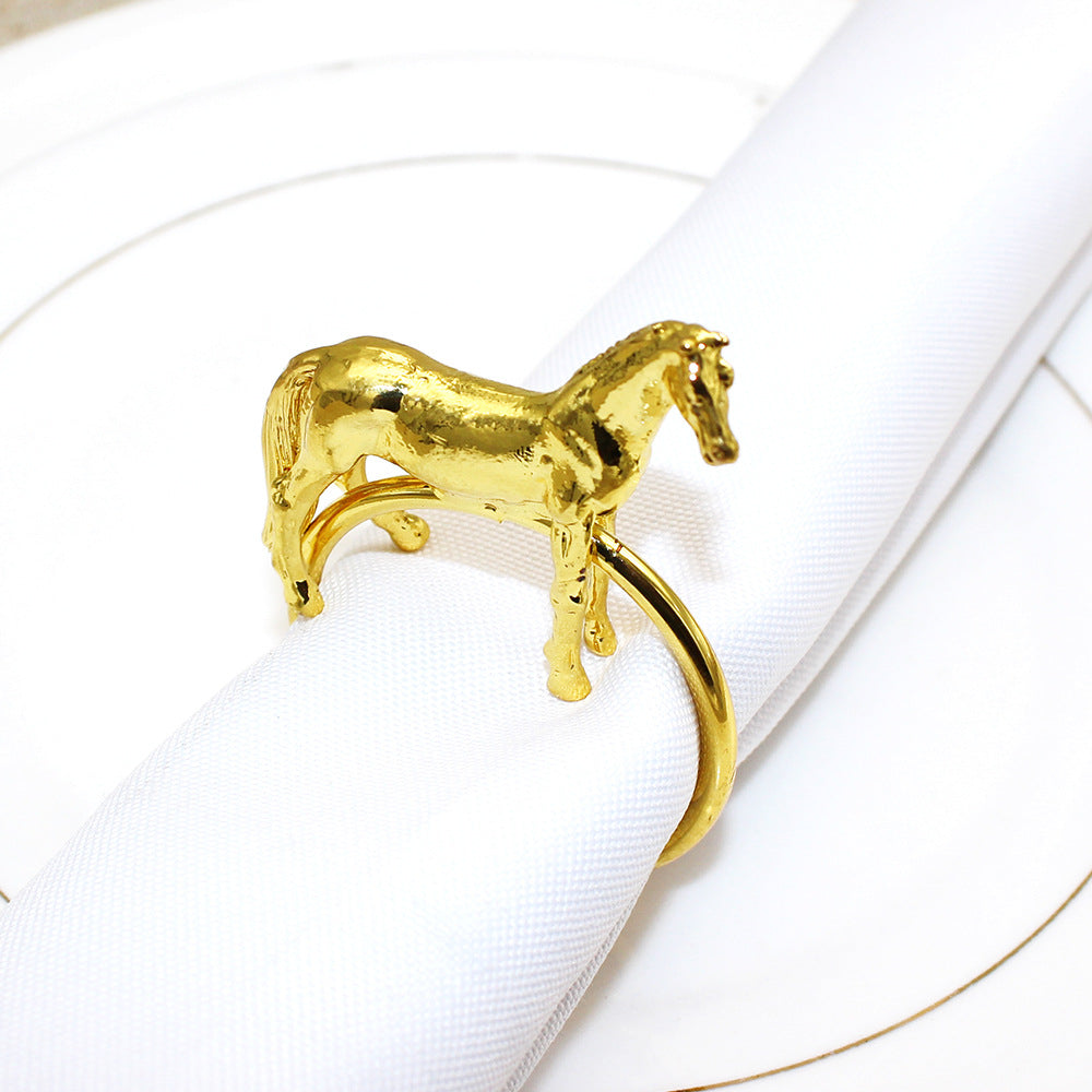 Gold Horse Napkin Rings For Table Decoration