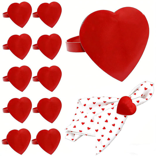 Red Heart Shaped Napkin Rings For Table Decoration