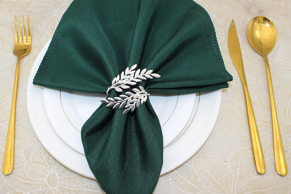 Silver Olive Branch Napkin Rings For Table Decoration