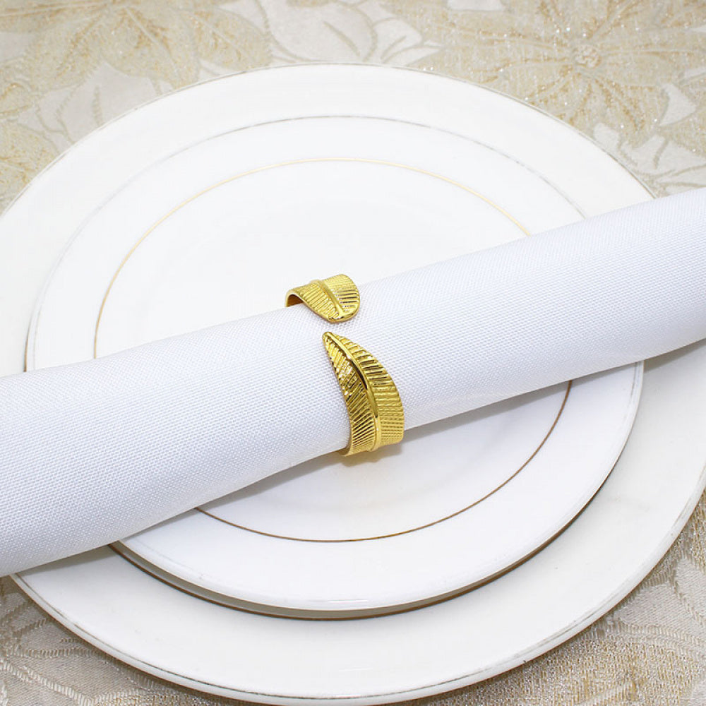 Gold Leaf Napkin Rings For Table Decoration