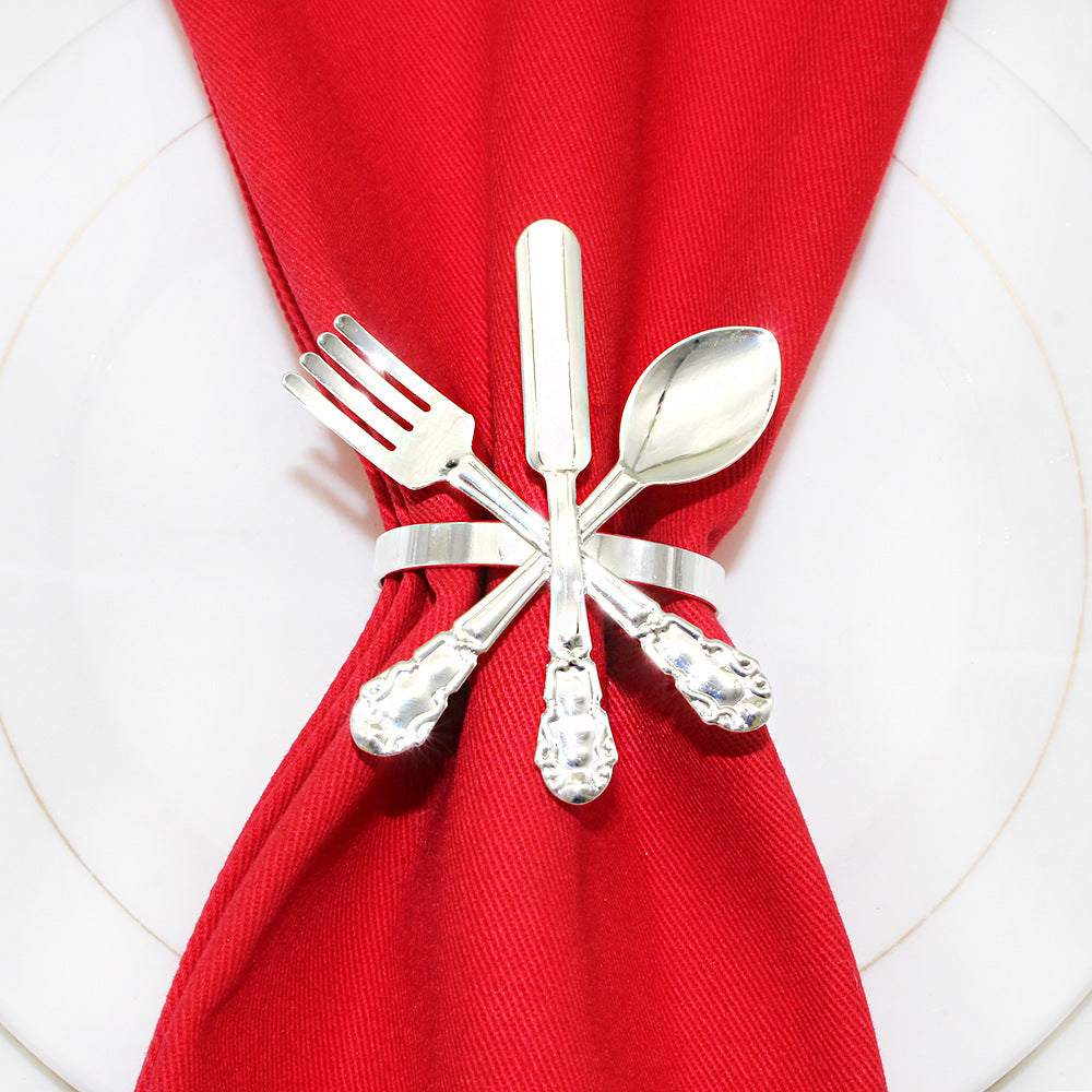 Silver Cutlery Napkin Rings For Table Decoration