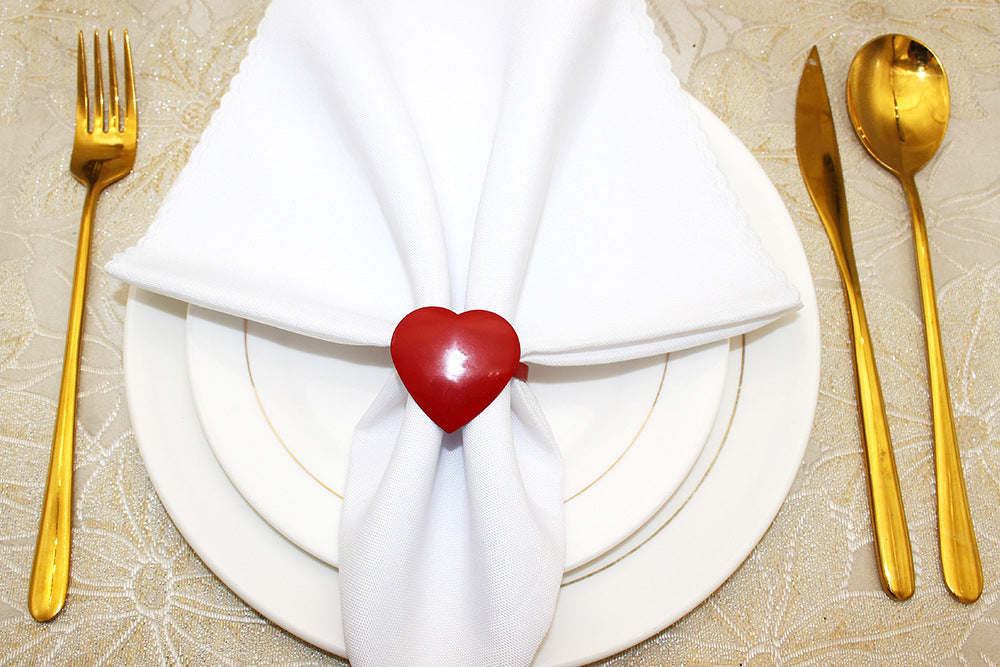 Red Heart Shaped Napkin Rings For Table Decoration