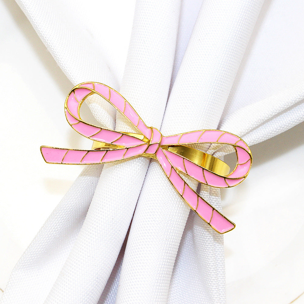 Pink Bow Ribbon Napkin Rings For Table Decoration