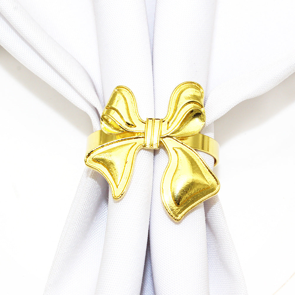 Gold Bow Napkin Rings For Table Decoration
