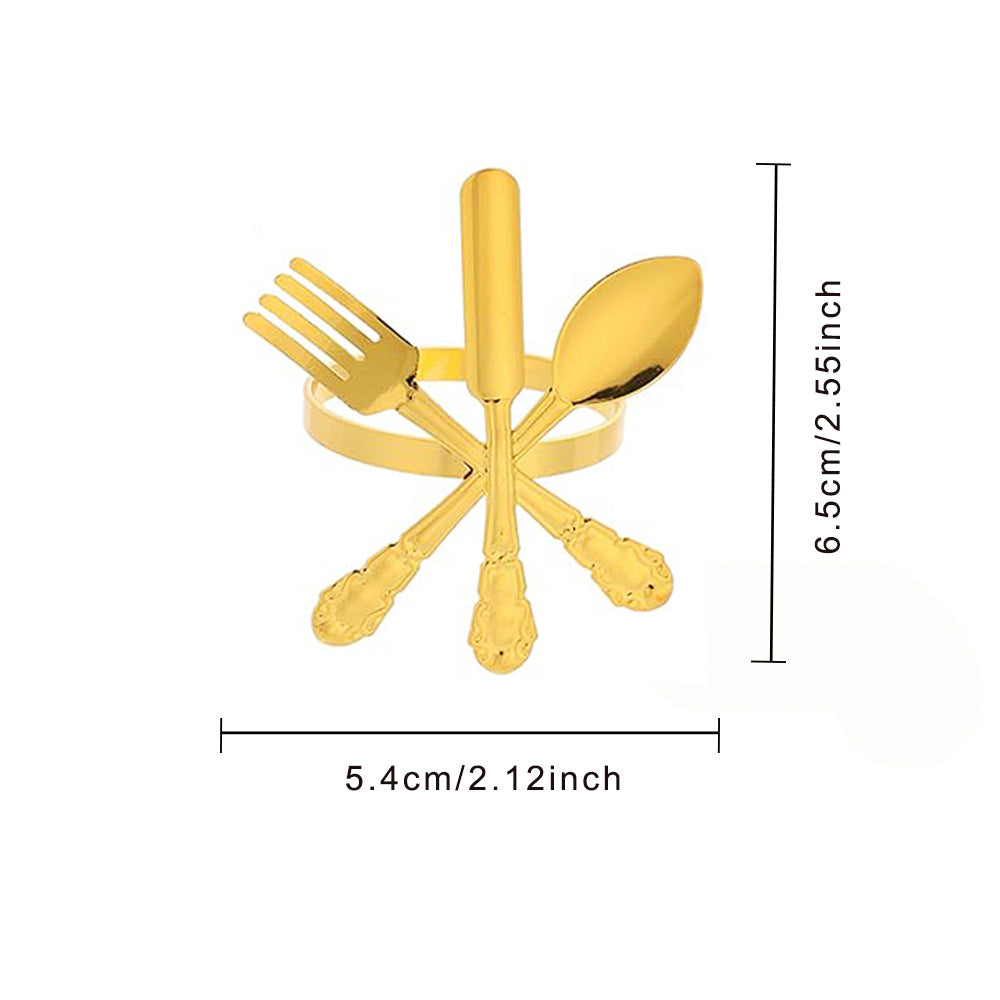 Gold Cutlery Napkin Rings For Table Decoration