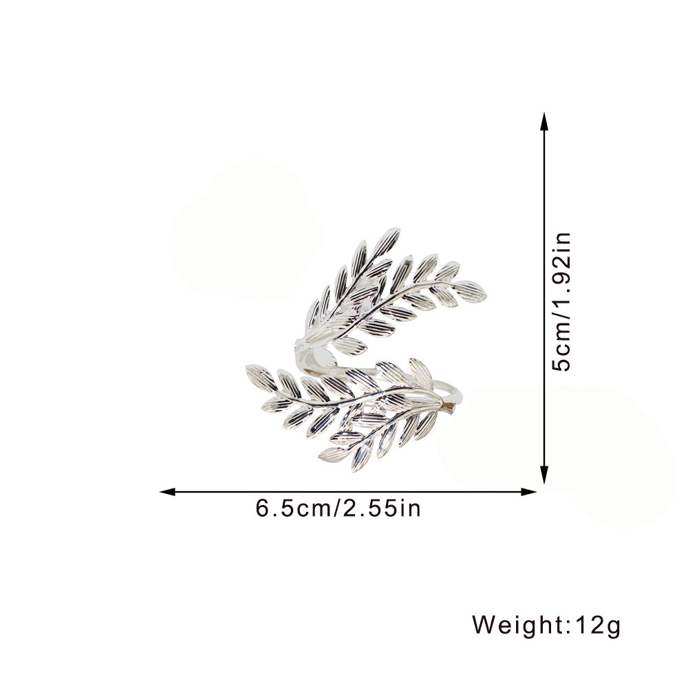 Silver Olive Branch Napkin Rings For Table Decoration