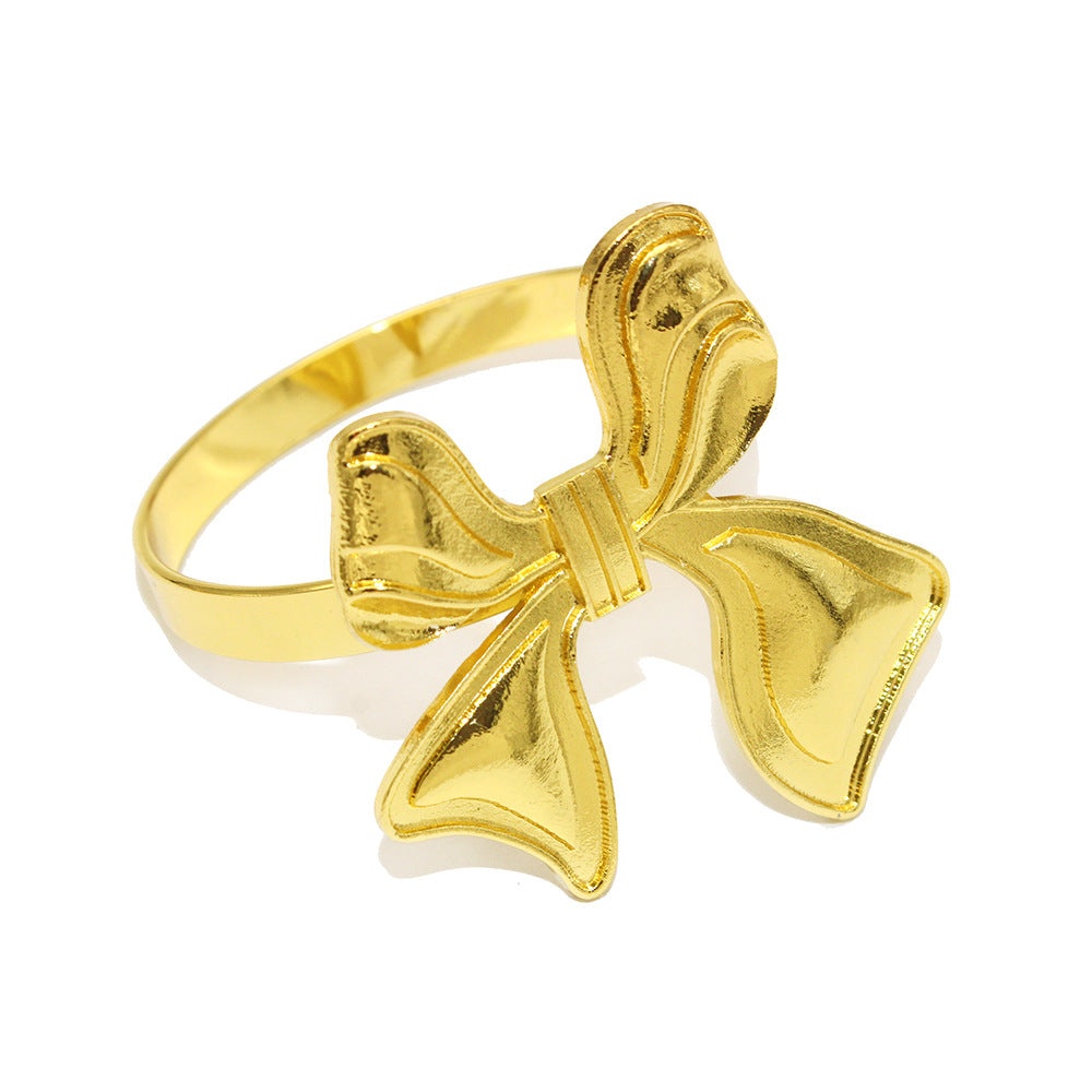 Gold Bow Napkin Rings For Table Decoration