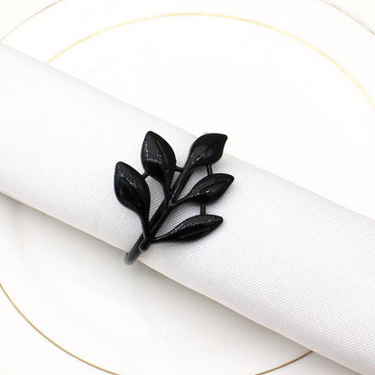 Black Leaf Napkin Rings For Table Decoration