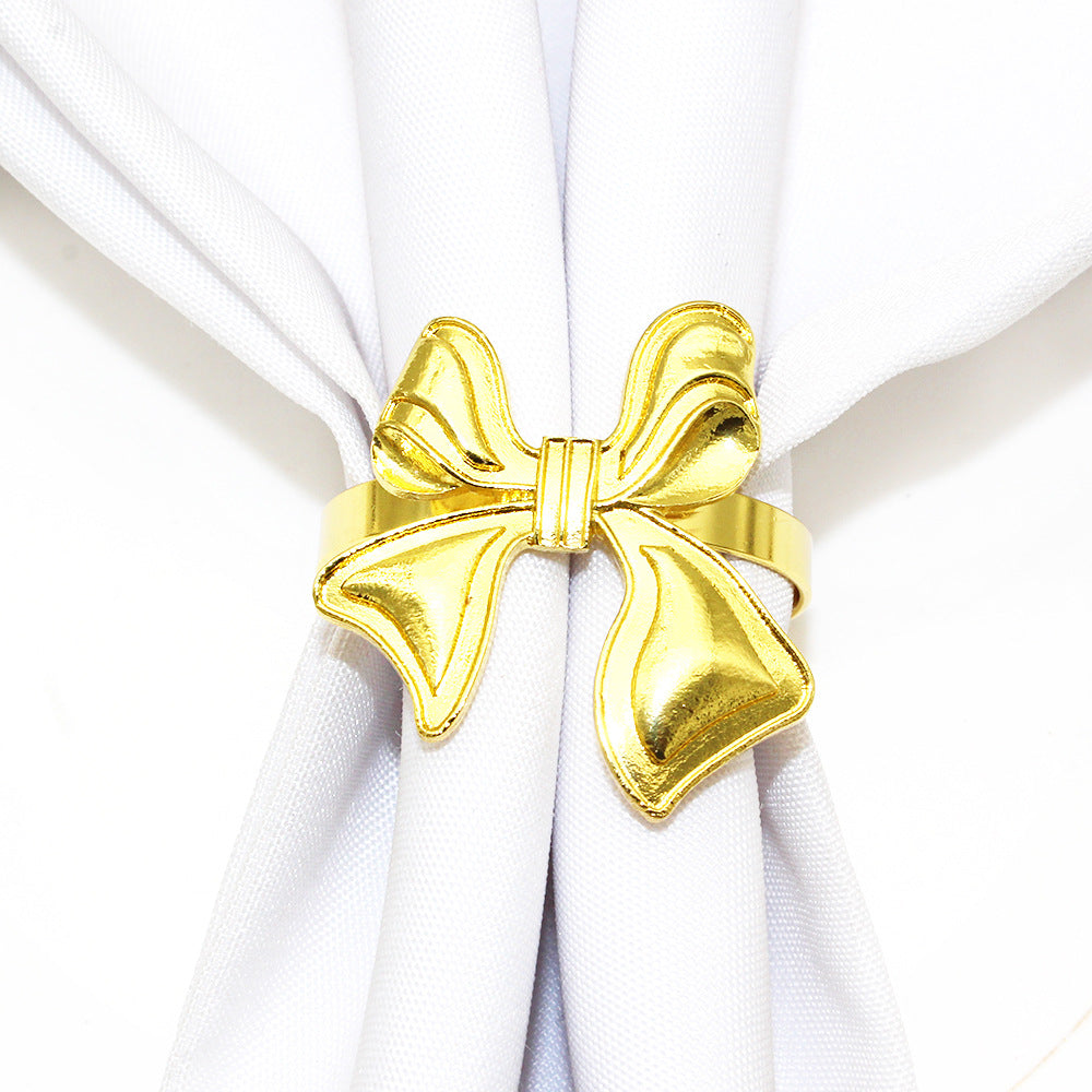 Gold Bow Napkin Rings For Table Decoration