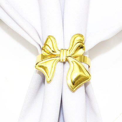 Gold Bow Napkin Rings For Table Decoration