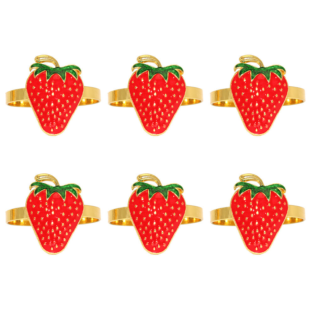 Red Strawberry Napkin Rings For Table Decoration