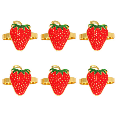 Red Strawberry Napkin Rings For Table Decoration
