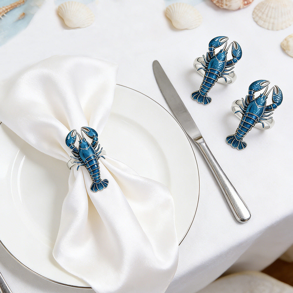 Blue Lobster Napkin Rings For Table Decoration