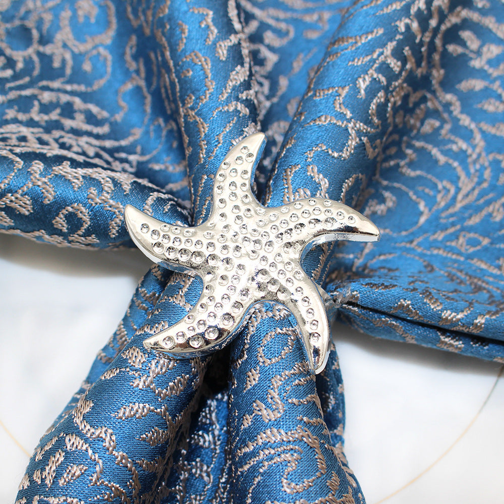 Silver Starfish Napkin Rings For Table Decoration