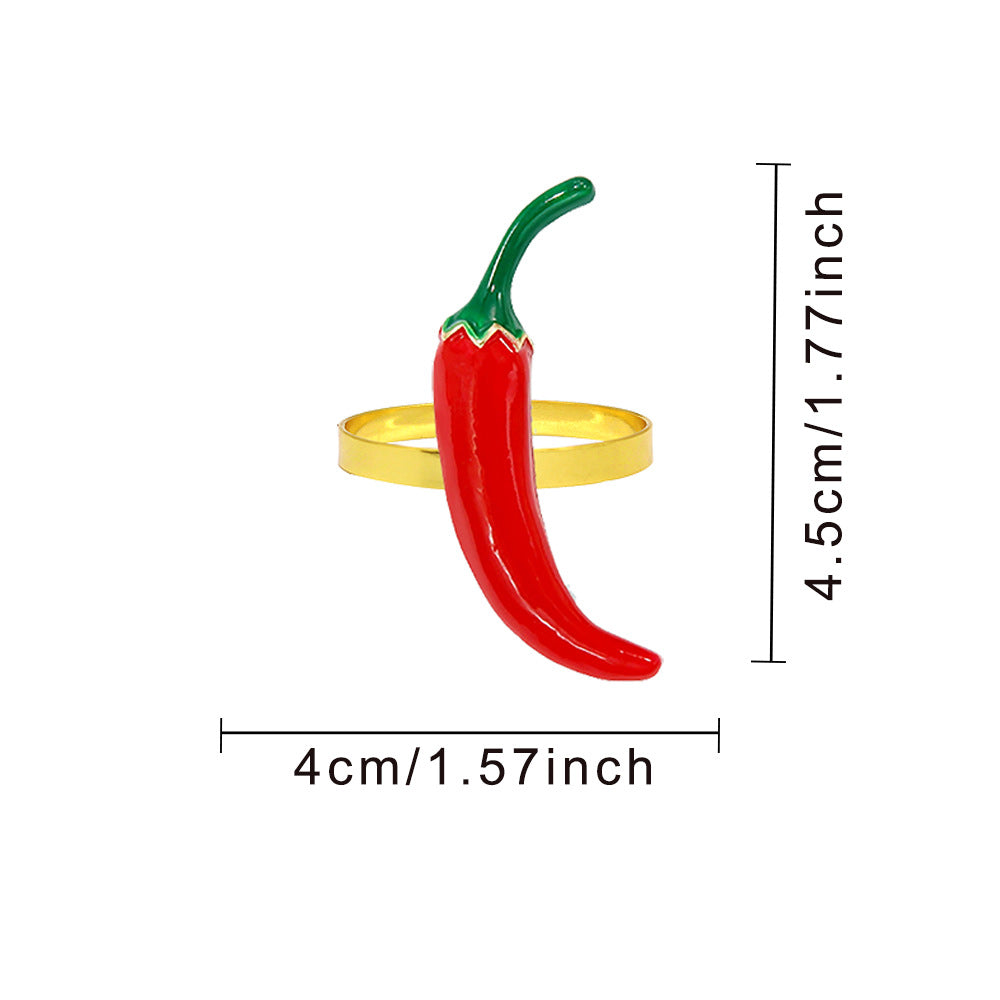 Red Chili Pepper Napkin Rings For Table Decoration