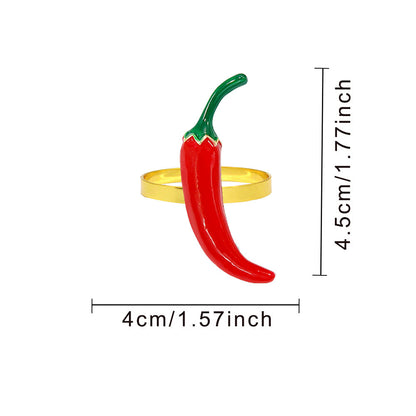 Red Chili Pepper Napkin Rings For Table Decoration