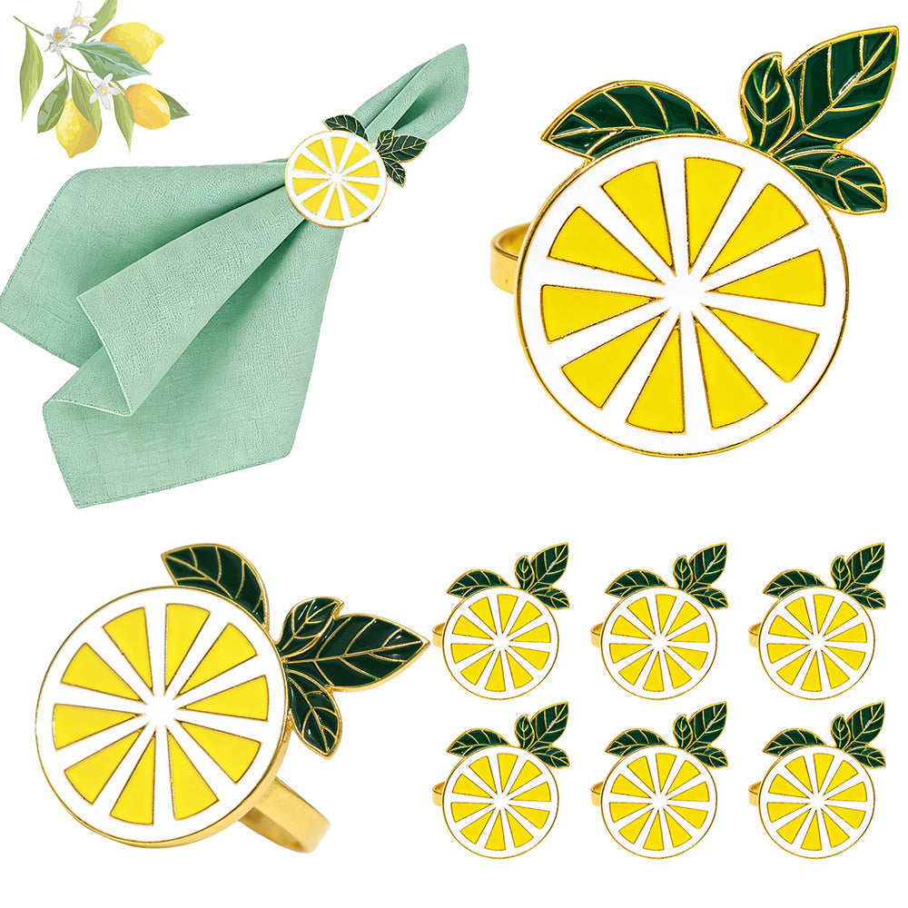 Yellow Lemon Slice Napkin Rings For Table Decoration