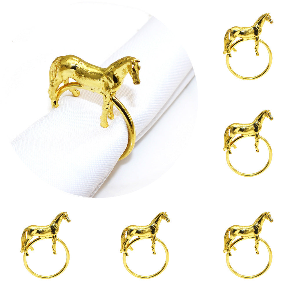 Gold Horse Napkin Rings For Table Decoration