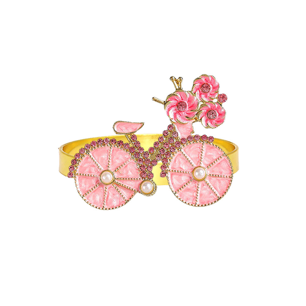 Pink Floral Bicycle Napkin Ring For Table Decoration