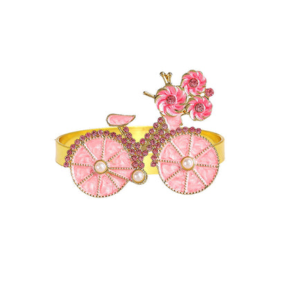Pink Floral Bicycle Napkin Ring For Table Decoration